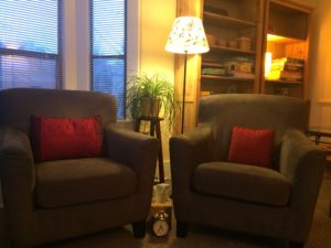 Two chairs in a counseling office